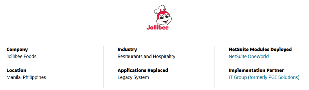 NetSuite Jollibee Project Scope