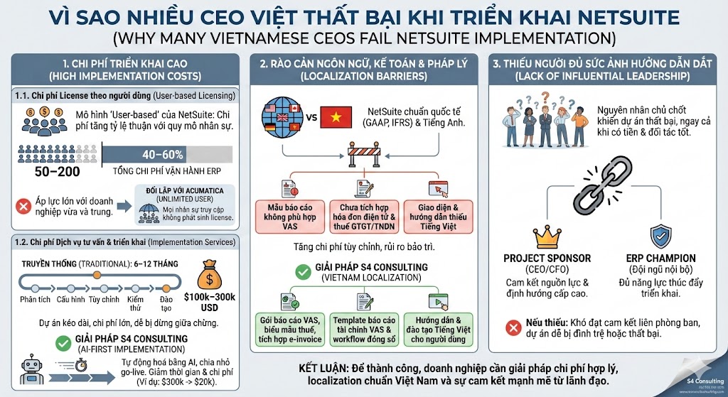 Các lý do dẫn đến dự án Oracle NetSuite thất bại