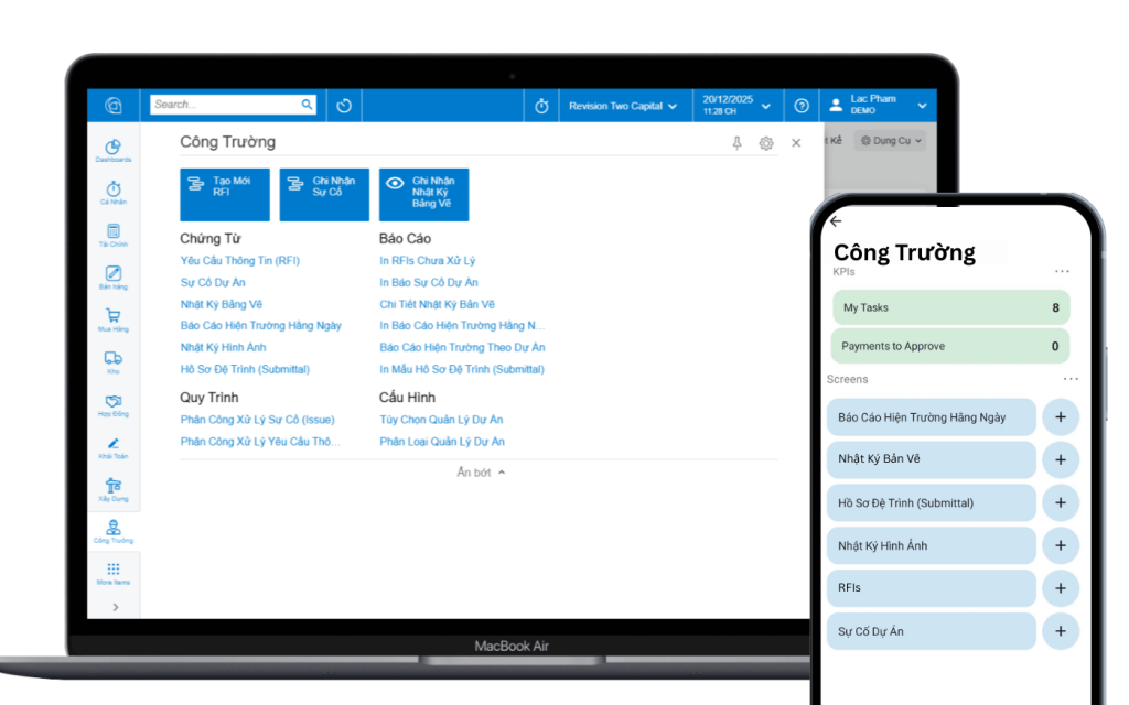 Các chức năng dành cho kỹ sư/công nhân cần hỗ trợ mobile app và có tiếng Việt
