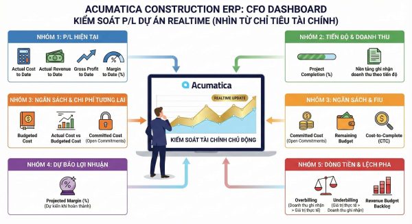 Acumatica Construction ERP giúp CFO kiểm soát P/L dự án realtime như thế nào?