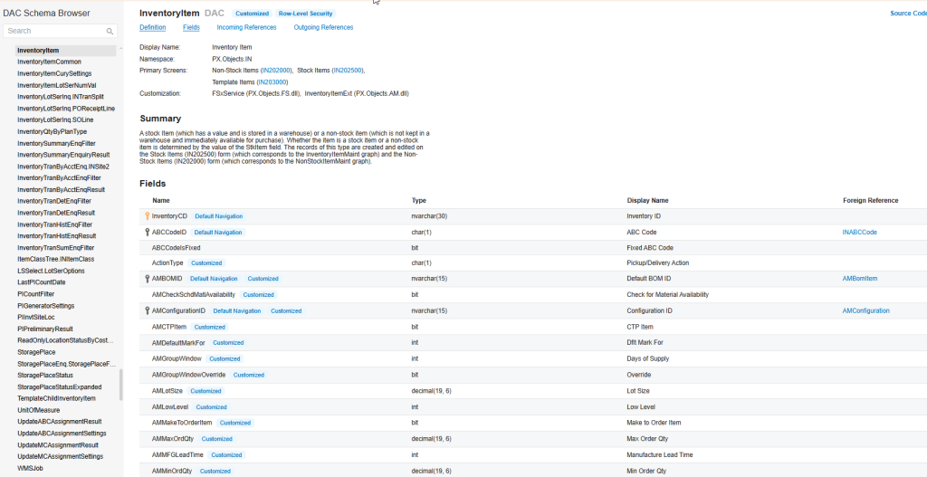 image - S4 Consulting – Acumatica & Oracle NetSuite ERP Services in Vietnam DAC Schema Browser của Acumatica dùng để lấy cấu trúc dữ liệu phục vụ viết AI Prompt
