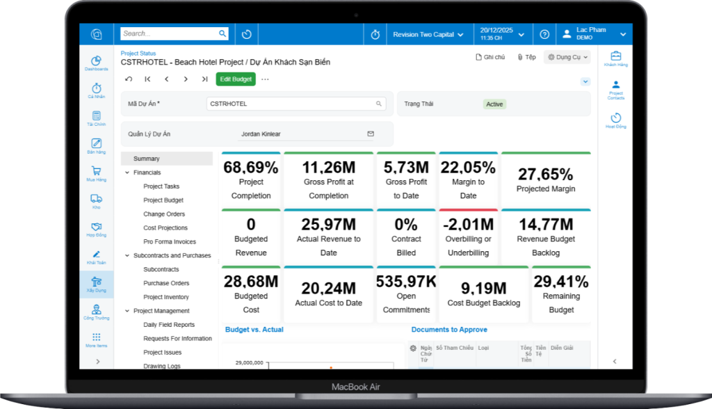 image - S4 Consulting – Acumatica & Oracle NetSuite ERP Services in Vietnam Theo dõi ngân sách, committed cost và remaining budget dự án trong Acumatica Construction ERP