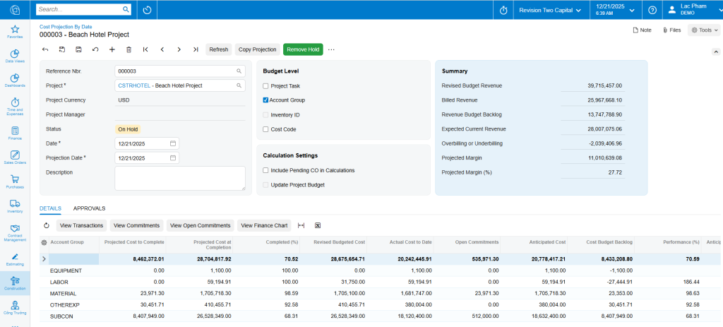 image - S4 Consulting – Acumatica & Oracle NetSuite ERP Services in Vietnam Project Completion trong Acumatica Construction ERP và tác động trực tiếp đến P/L dự án