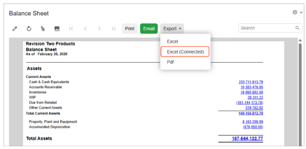 The new export command in Acumatica