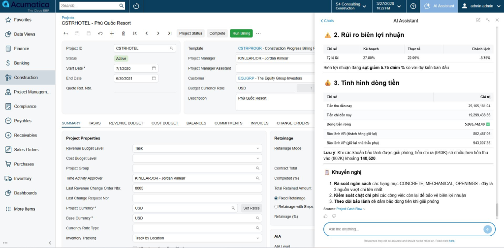 AI Assistant only available with Acumatica 2026 R1