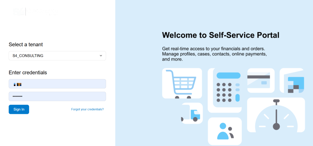 Acumatica Self-Service Portal login interface