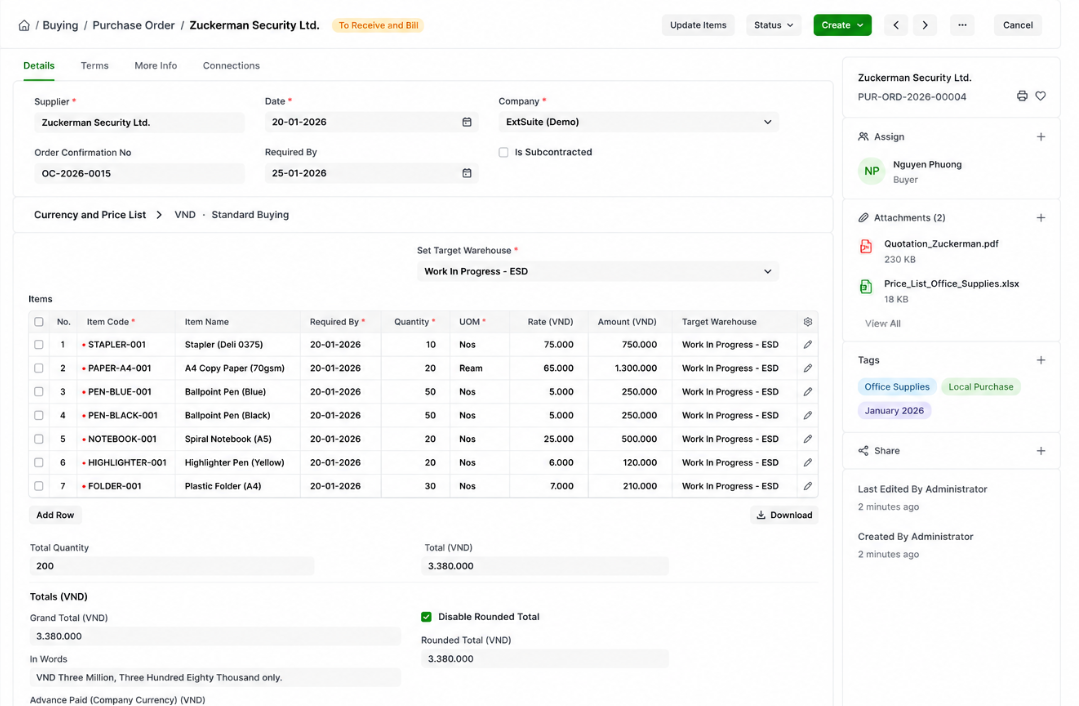 Đơn mua hàng - Purchase Order