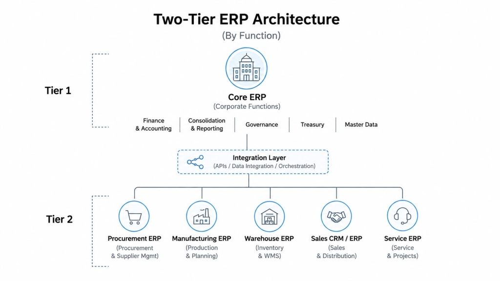 Mô hình 2: Two-Tier ERP theo mô hình chức năng