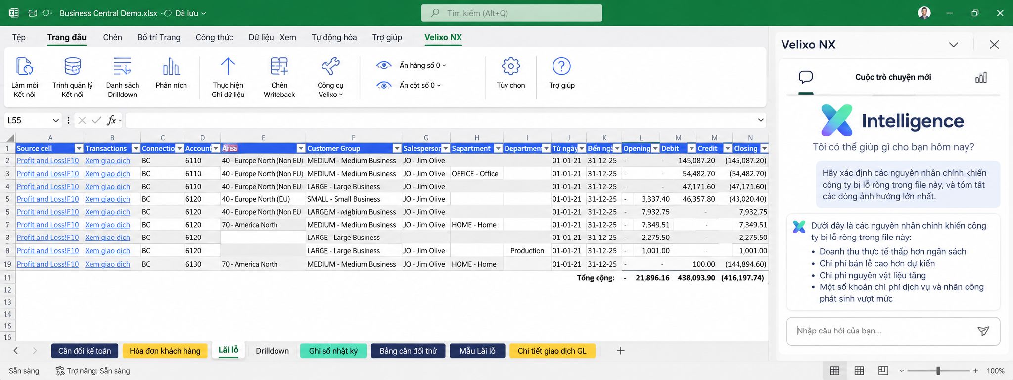 Velixo Intelligence - Analysis in Excel