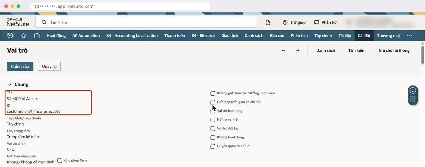 Vai trò tùy chỉnh riêng cho AI trong Oracle NetSuite